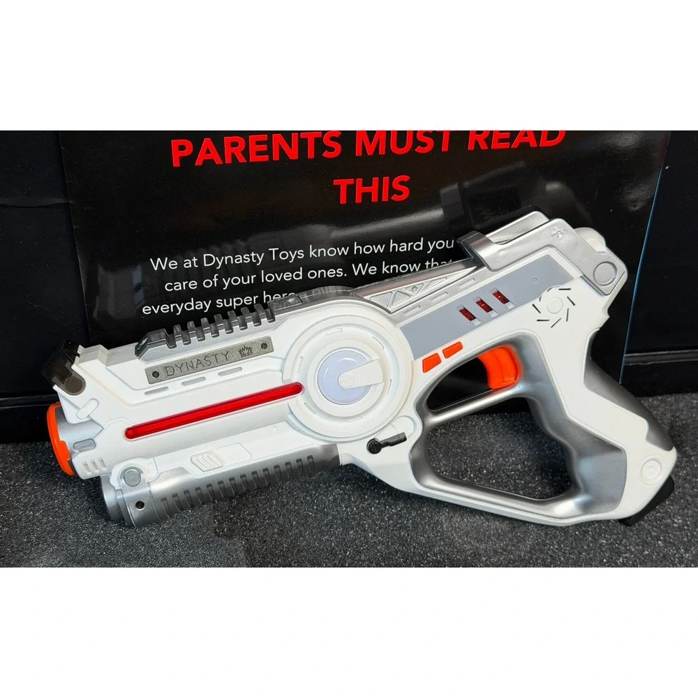 Dynasty Toys Laser Tag Set: 2 Player Battle Blasters, Blue White w/Case, WORKS